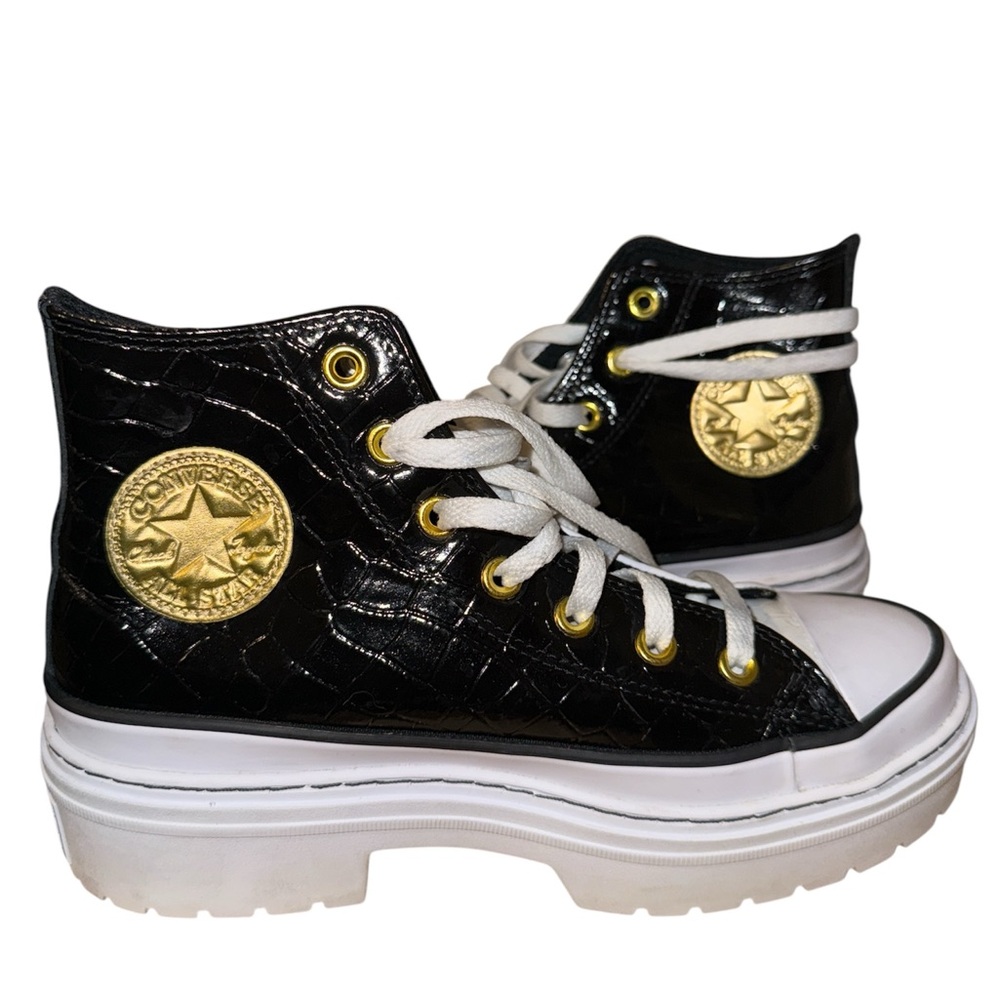 Converse Women’s High-Top Sneakers - Black and White custom design 7.5